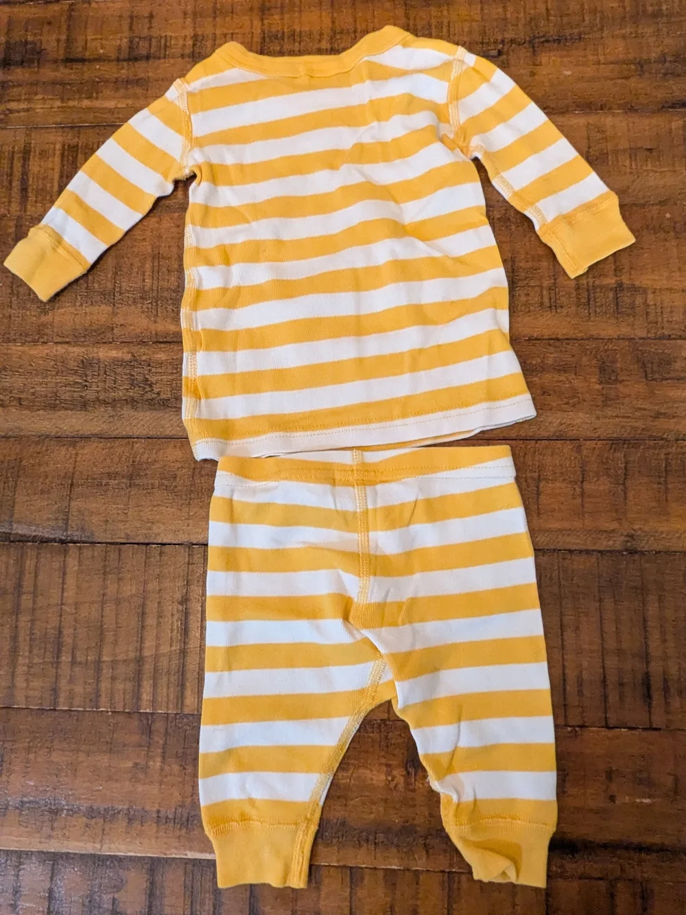 Hanna Andersson Yellow & White Striped Kids Pajama Set Organic Cotton 0-6m